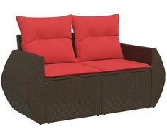 Sofos komplektas 7 pcs Ruda ir raudona Poli ratanas ir plienas