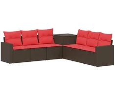 Sofos komplektas 7 pcs Ruda ir raudona Poli ratanas ir plienas