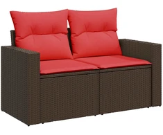 Sofos komplektas 7 pcs Ruda ir raudona Poli ratanas ir plienas