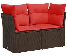 Sofos komplektas 7 pcs Ruda ir raudona Poli ratanas ir plienas