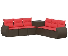 Sofos komplektas 7 pcs Ruda ir raudona Poli ratanas ir plienas