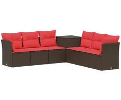 Sofos komplektas 7 pcs Ruda ir raudona Poli ratanas ir plienas