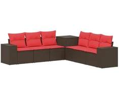 Sofos komplektas 7 pcs Ruda ir raudona Poli ratanas ir plienas