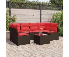 Sofos komplektas 7 pcs Ruda ir raudona poliratanas