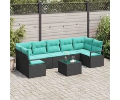 Sofos komplektas 8 pcs Juoda ir turkio poliratanas