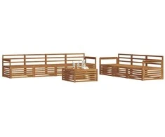 Lauko sofos komplektas 8 pcs Natūrali Kietos akacijos mediena