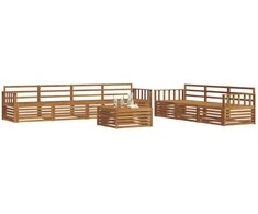 Lauko sofos komplektas 8 pcs Natūrali Kietos akacijos mediena