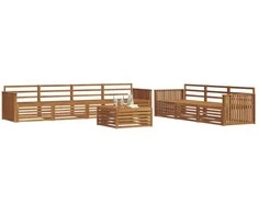 Lauko sofos komplektas 8 pcs Natūrali Kietos akacijos mediena