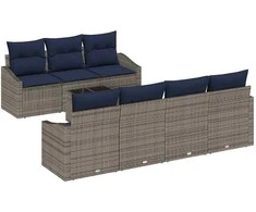 Sofos komplektas 8 pcs Pilka ir tamsiai mėlyna poliratanas