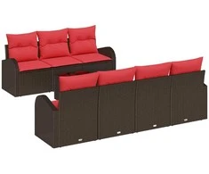 Sofos komplektas 8 pcs Ruda ir raudona Poliesteris
