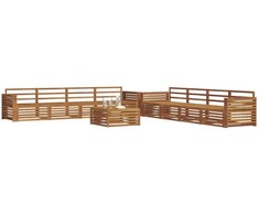 Lauko sofos komplektas 9 pcs Natūrali Kietos akacijos mediena