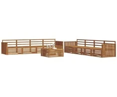 Lauko sofos komplektas 9 pcs Natūrali Kietos akacijos mediena