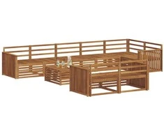 Lauko sofos komplektas 9 pcs Natūrali Kietos akacijos mediena
