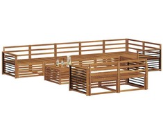 Lauko sofos komplektas 9 pcs Natūrali Kietos akacijos mediena