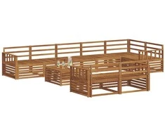 Lauko baldų komplektas Lauko sofos komplektas 9 pcs Natūrali Kietos akacijos mediena