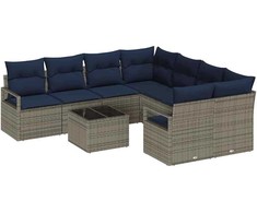 Sofos komplektas 9 pcs Pilka ir tamsiai mėlyna poliratanas