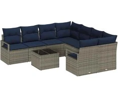 Sofos komplektas 9 pcs Pilka ir tamsiai mėlyna poliratanas