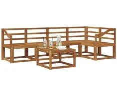 Lauko sofos komplektas 6 pcs Natūrali Kietos akacijos mediena