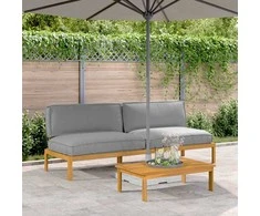 Sofa Sofos komplektas su pagalve 2 pcs Pilka Kietos akacijos mediena