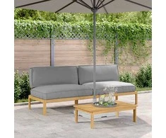 Sofa Sofos komplektas su pagalve 2 pcs Pilka Kietos akacijos mediena