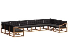Lauko sofos komplektas su pagalve 10 pcs Natūrali ir juoda