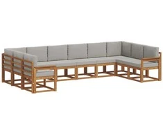 Lauko sofos komplektas 10 pcs Natūrali ir šviesiai pilka