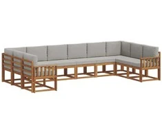 Lauko sofos komplektas 10 pcs Natūrali ir šviesiai pilka