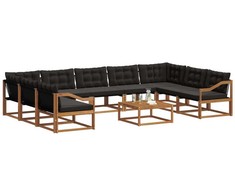 Lauko sofos komplektas su pagalve 10 pcs Natūrali ir juoda