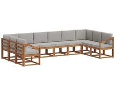 Lauko sofos komplektas 10 pcs Natūrali ir šviesiai pilka