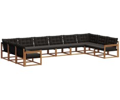 Lauko sofos komplektas su pagalve 10 pcs Natūrali ir juoda