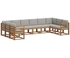 Lauko sofos komplektas 10 pcs Natūrali ir šviesiai pilka