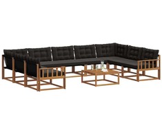 Lauko sofos komplektas su pagalve 10 pcs Natūrali ir juoda