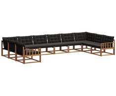 Lauko sofos komplektas su pagalve 10 pcs Natūrali ir juoda