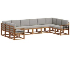 Lauko sofos komplektas 10 pcs Natūrali ir šviesiai pilka