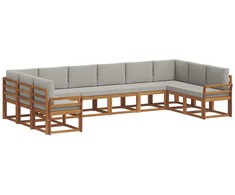 Lauko sofos komplektas 10 pcs Natūrali ir šviesiai pilka