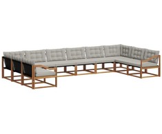 Lauko sofos komplektas 10 pcs Natūrali ir šviesiai pilka