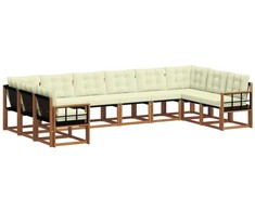 Lauko sofos komplektas 10 pcs Natūralus ir grietinėlė