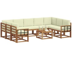Lauko sofos komplektas 10 pcs Natūralus ir grietinėlė
