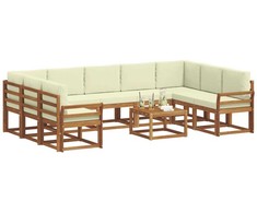 Lauko sofos komplektas 10 pcs Natūralus ir grietinėlė