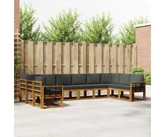 Lauko sofos komplektas 10 pcs Natūralus ir antracitas