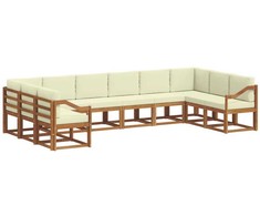 Lauko sofos komplektas 10 pcs Natūralus ir grietinėlė