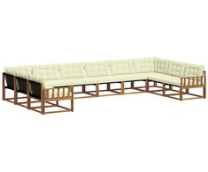 Lauko sofos komplektas 10 pcs Natūralus ir grietinėlė