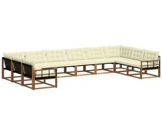 Lauko sofos komplektas 10 pcs Natūralus ir grietinėlė