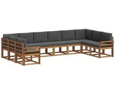 Lauko sofos komplektas 10 pcs Natūralus ir antracitas