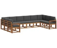 Lauko sofos komplektas 10 pcs Natūralus ir antracitas