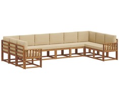 Lauko sofos komplektas su pagalve 10 pcs Natūralus ir bežinis