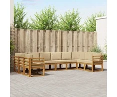 Lauko sofos komplektas su pagalve 10 pcs Natūralus ir bežinis