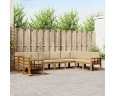 Lauko sofos komplektas su pagalve 10 pcs Natūralus ir bežinis