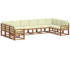 Lauko sofos komplektas 10 pcs Natūralus ir grietinėlė