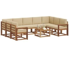 Lauko sofos komplektas su pagalve 10 pcs Natūralus ir bežinis